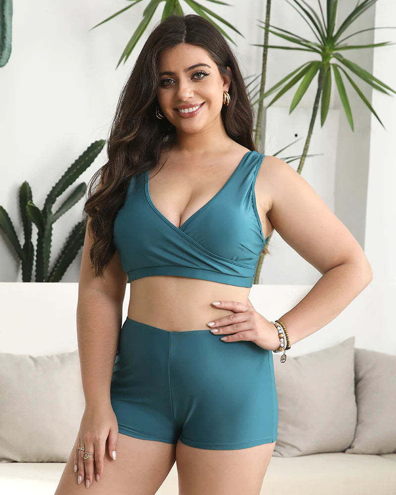 Built-In Bra Swim Romper Three Piece Set