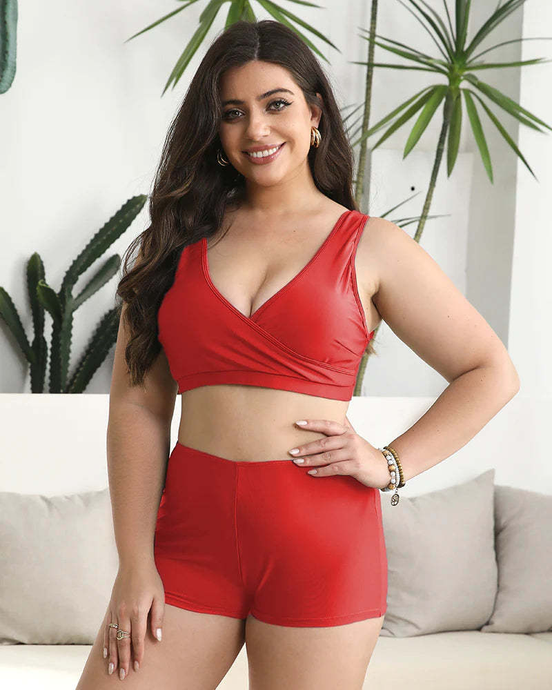 Built-In Bra Swim Romper Three Piece Set