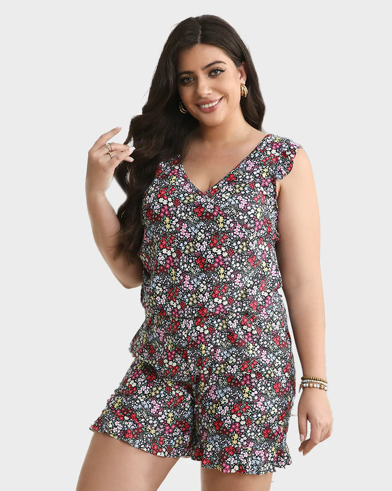 Built-In Bra Swim Romper Three Piece Set