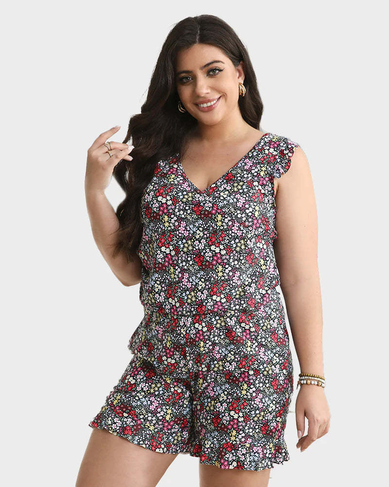 Built-In Bra Swim Romper Three Piece Set