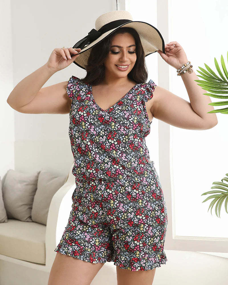 Built-In Bra Swim Romper Three Piece Set