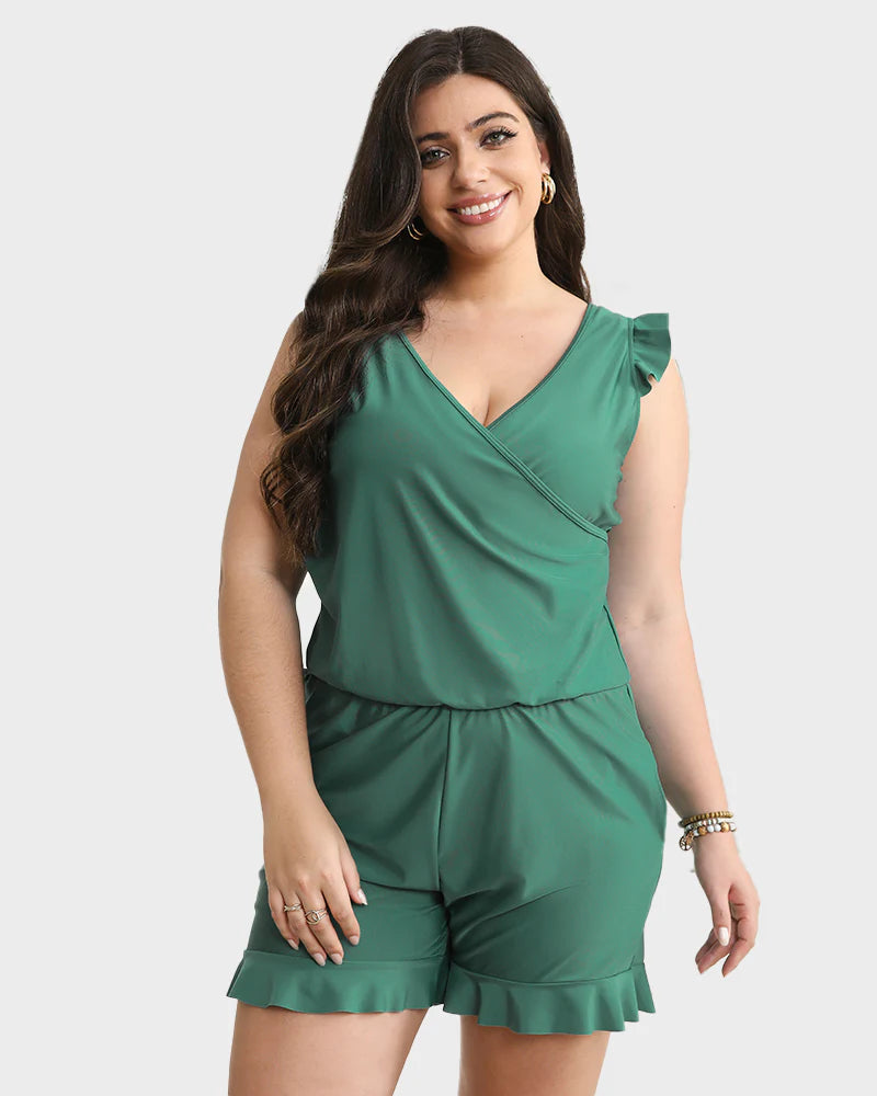 Built-In Bra Swim Romper Three Piece Set