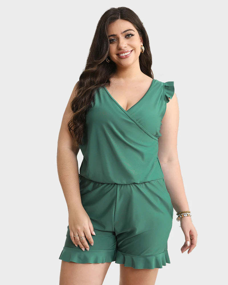 Built-In Bra Swim Romper Three Piece Set