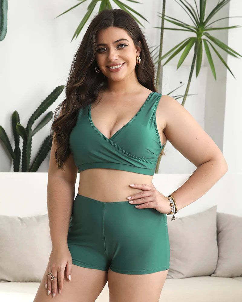 Built-In Bra Swim Romper Three Piece Set