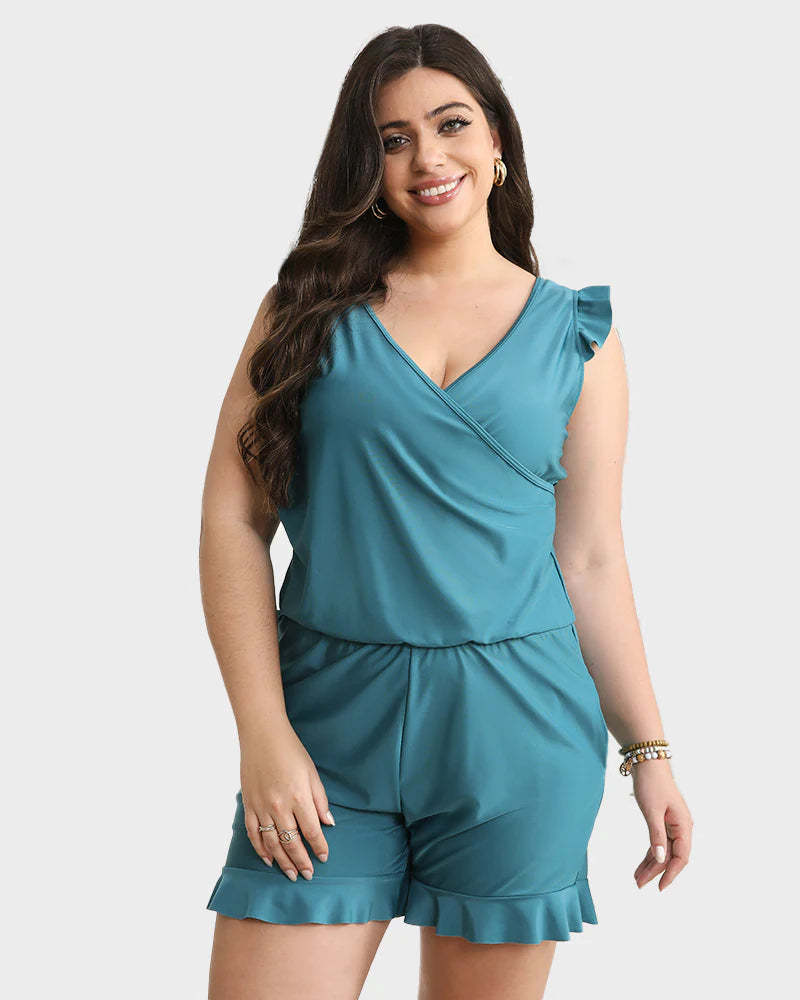 Built-In Bra Swim Romper Three Piece Set