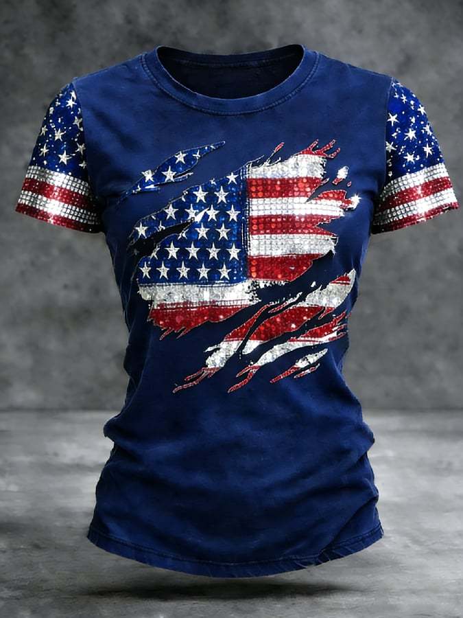 Women's Casual American 250th Anniversary Print T-shirt
