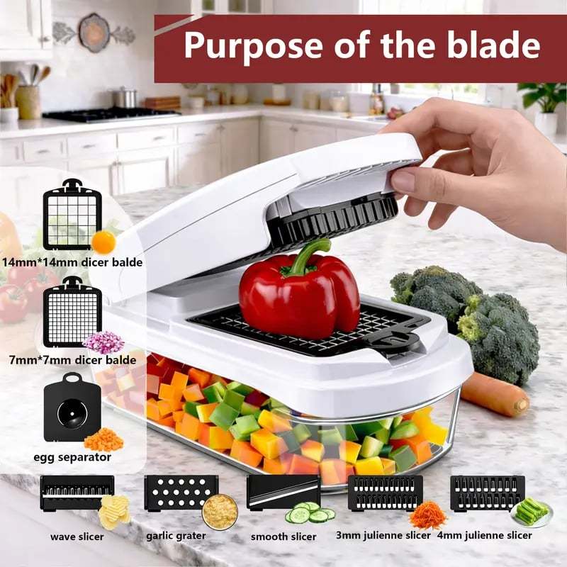 🥕🥕15-in-1 Vegetable Chopper | Multifunctional Food Cutter with Container