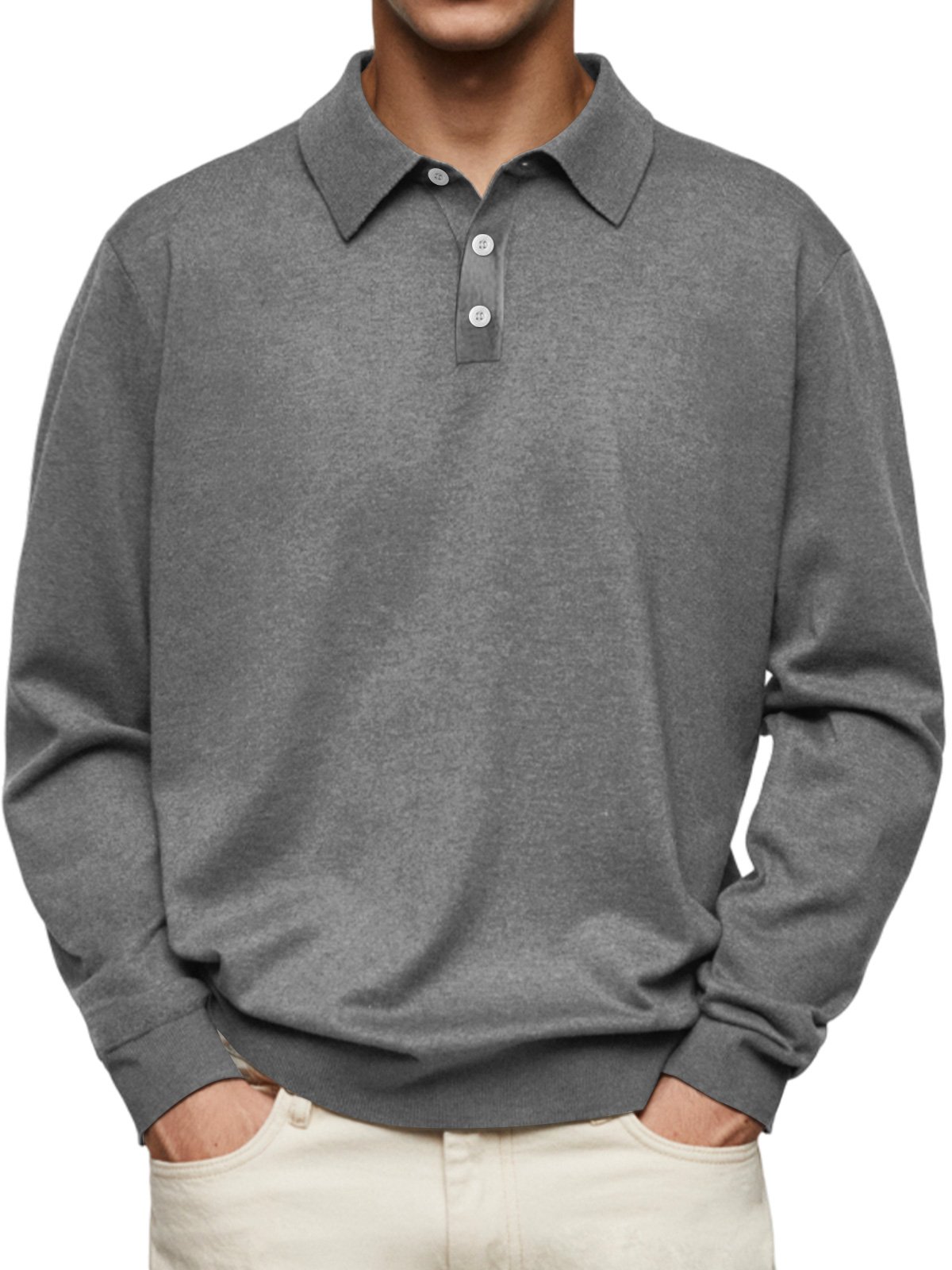 CLEARANCE🔥 Men's Casual and Comfortable Solid Color Lapel Long Sleeve POLO Shirt (Buy 2 Free Shipping)