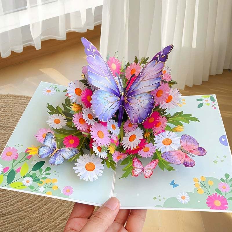 🔥 Mother's day gift🦋Vibrant 3D Butterfly & Daisy Pop-Up Greeting Card✨