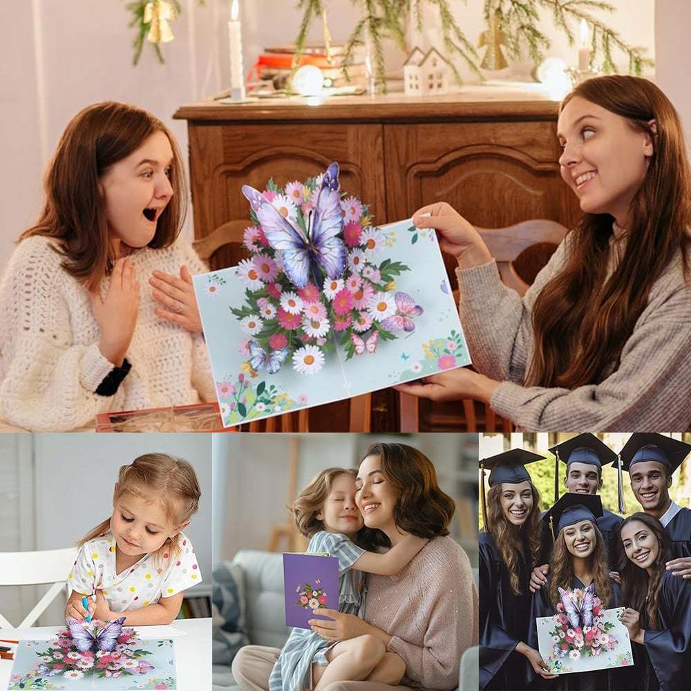 🔥 Mother's day gift🦋Vibrant 3D Butterfly & Daisy Pop-Up Greeting Card✨