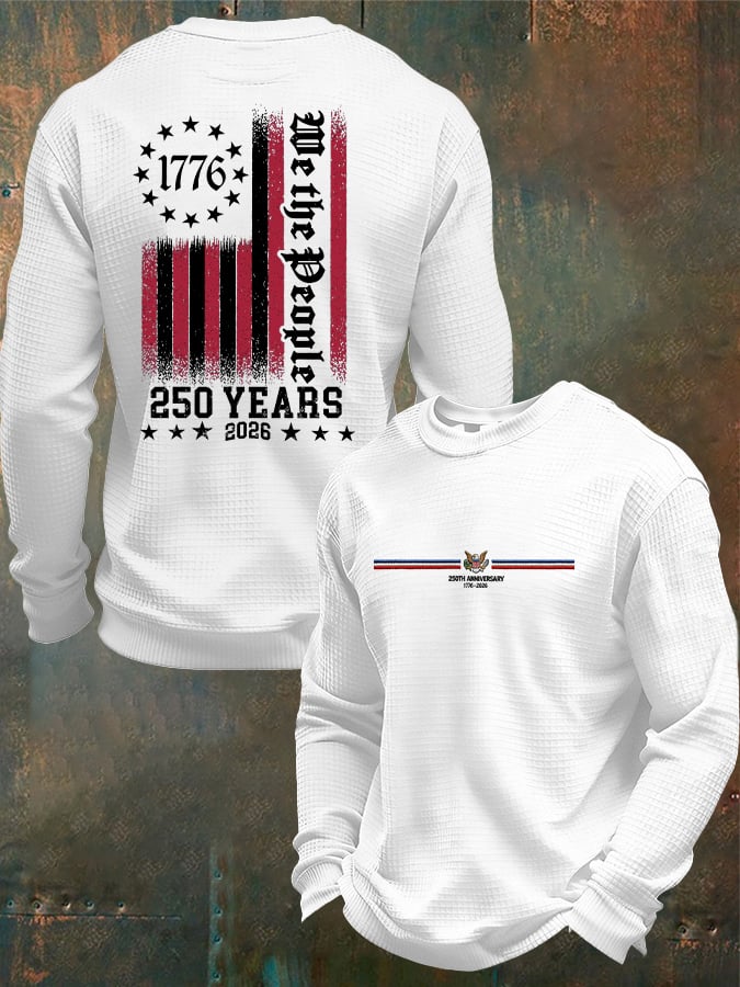 Men's Casual 250th Anniversary Commemorative Flag Waffle T-shirt