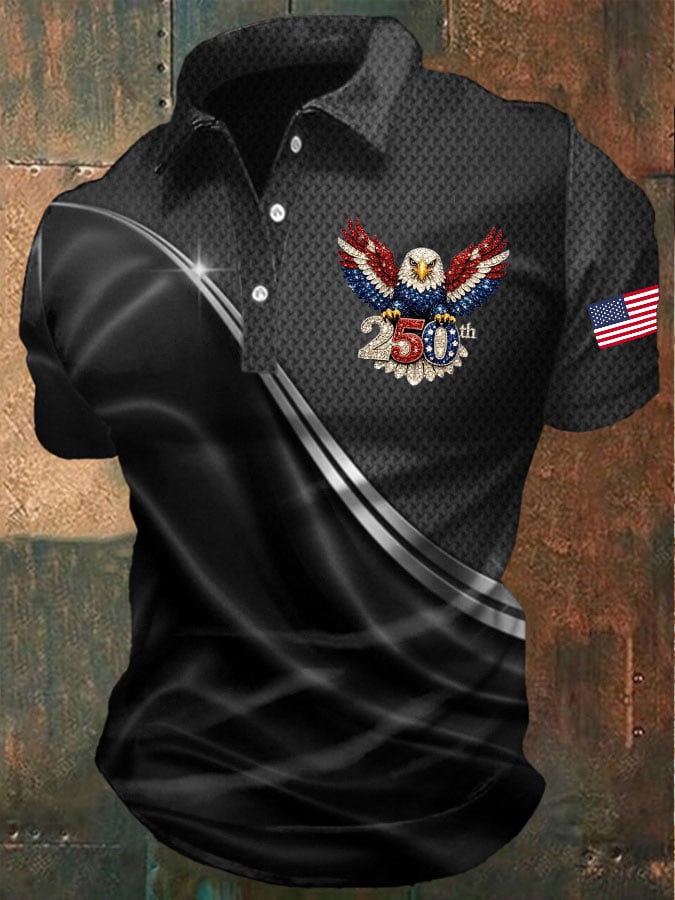 Men's America 250th Anniversary Print Casual Polo Shirt