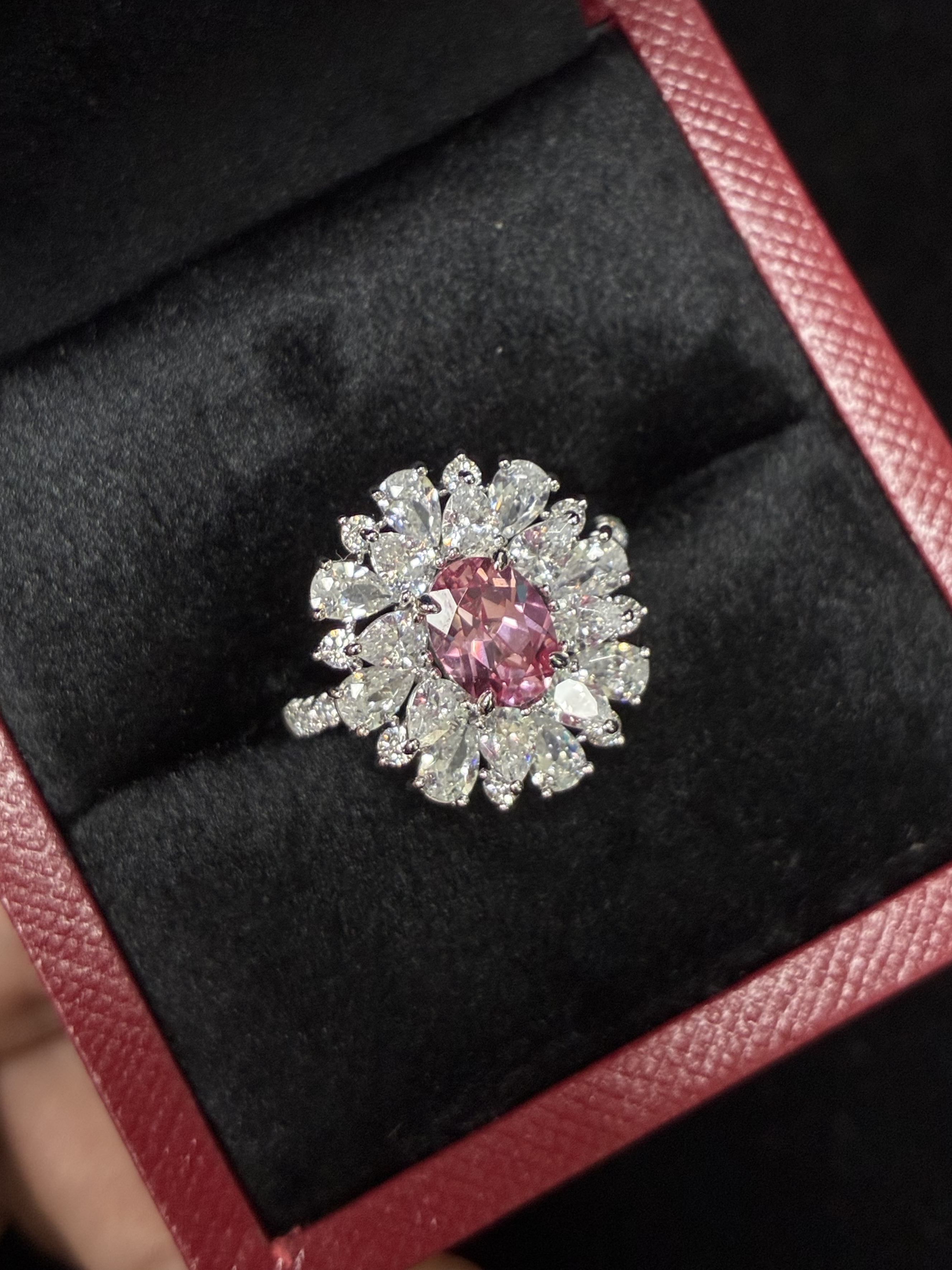 Lab‑Grown Padparadscha Oval Ring