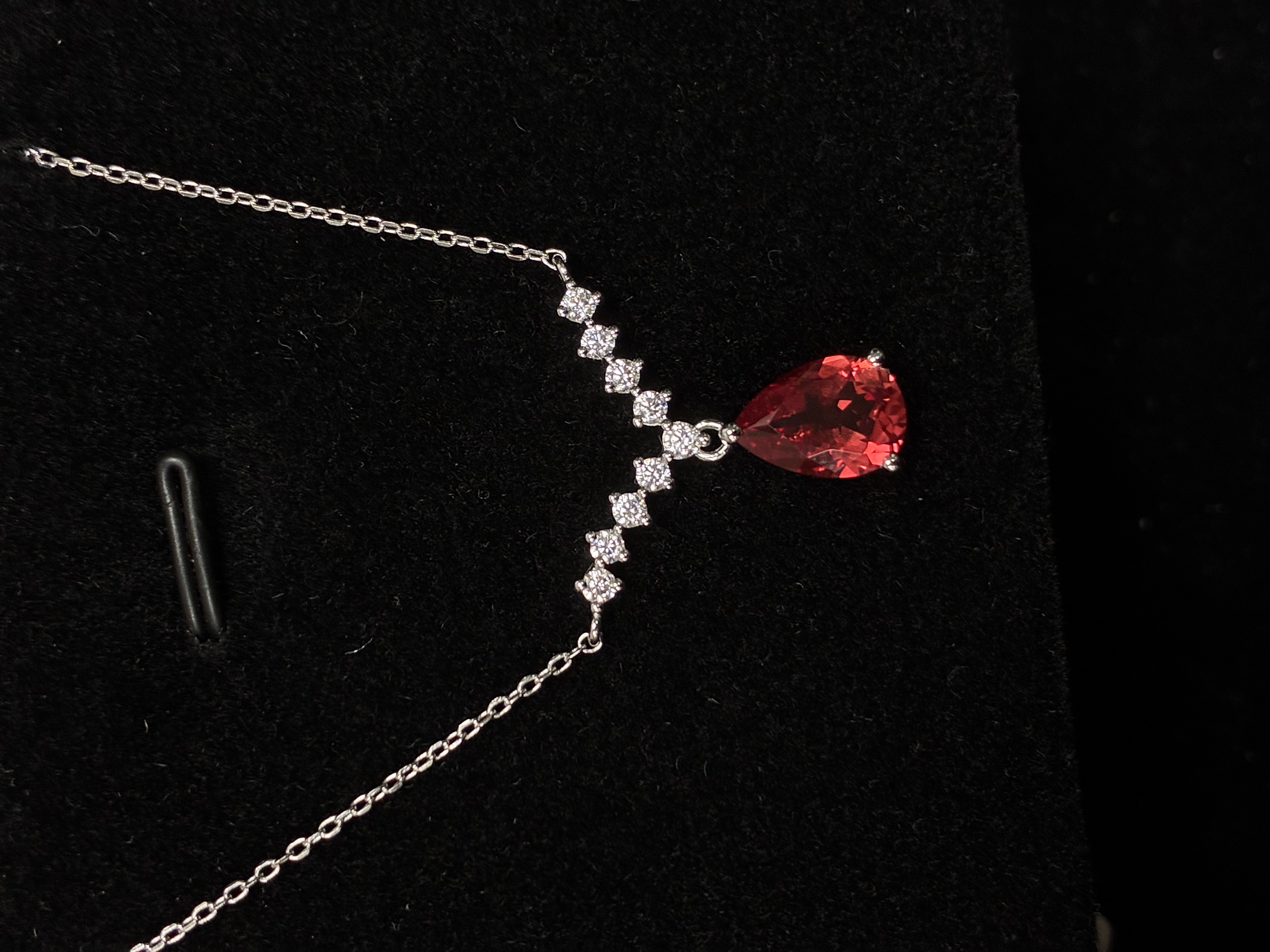Lab‑Grown Padparadscha Pear‑Drop Solitaire Pendant Necklace