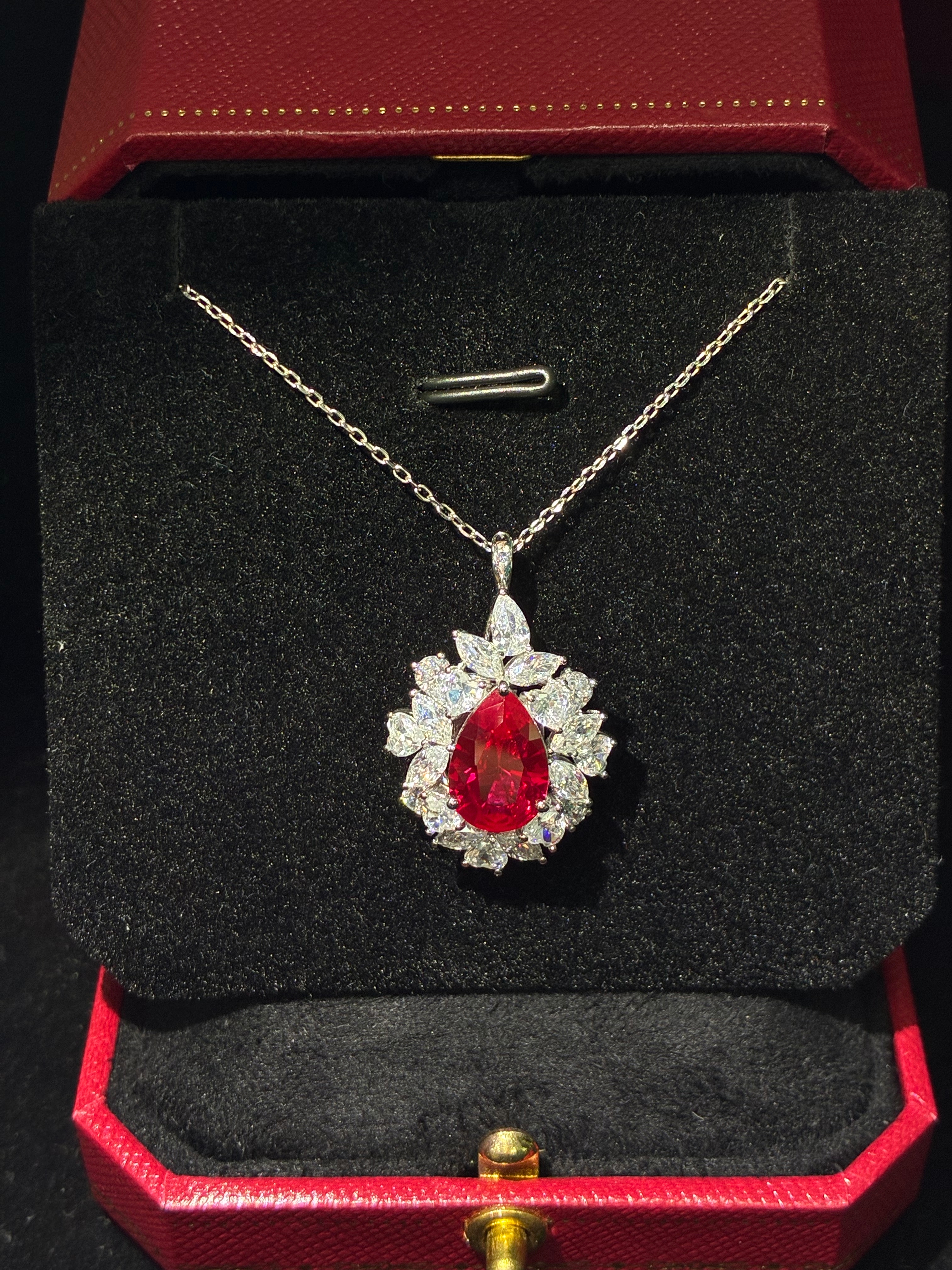 Lab-Grown Ruby Pear Ring