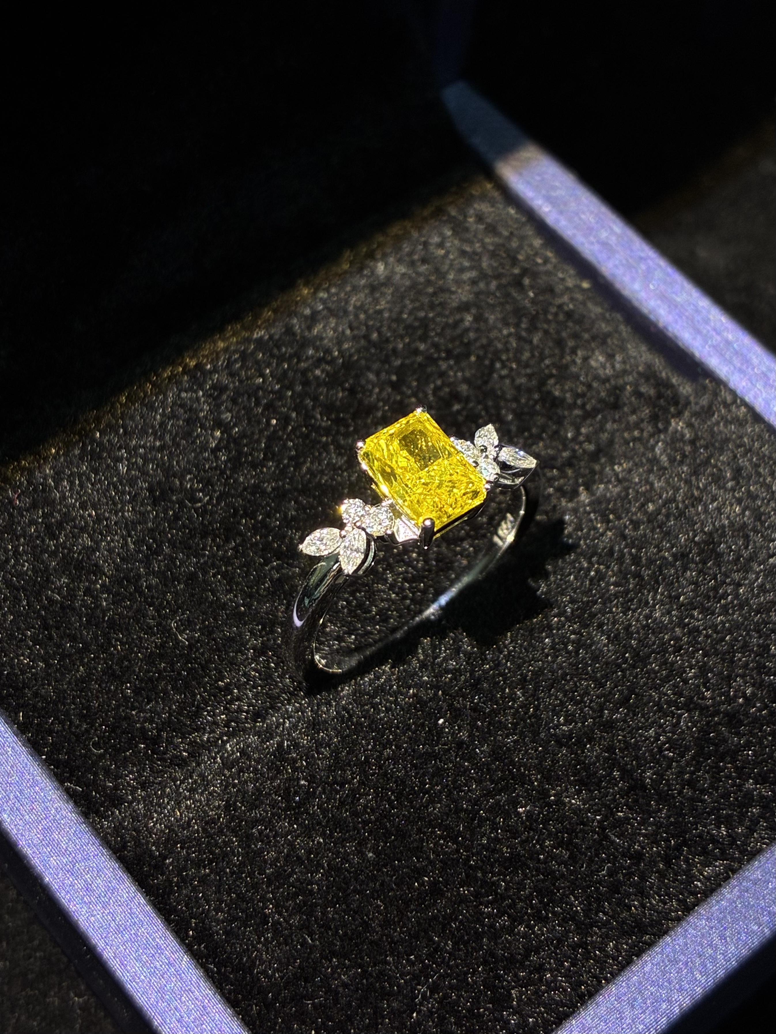  Lab-Grown Yellow Diamond Radiant Ring