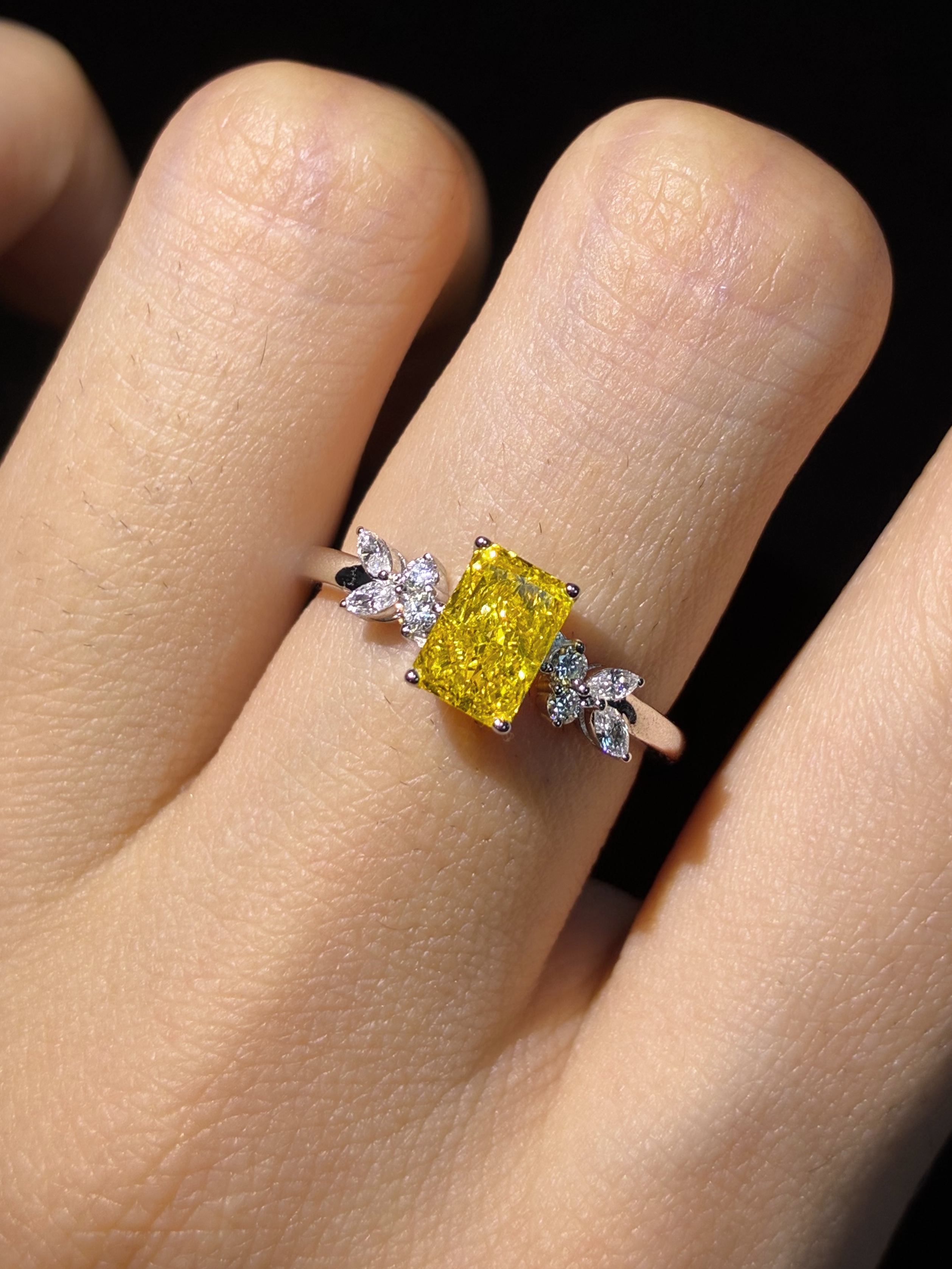  Lab-Grown Yellow Diamond Radiant Ring