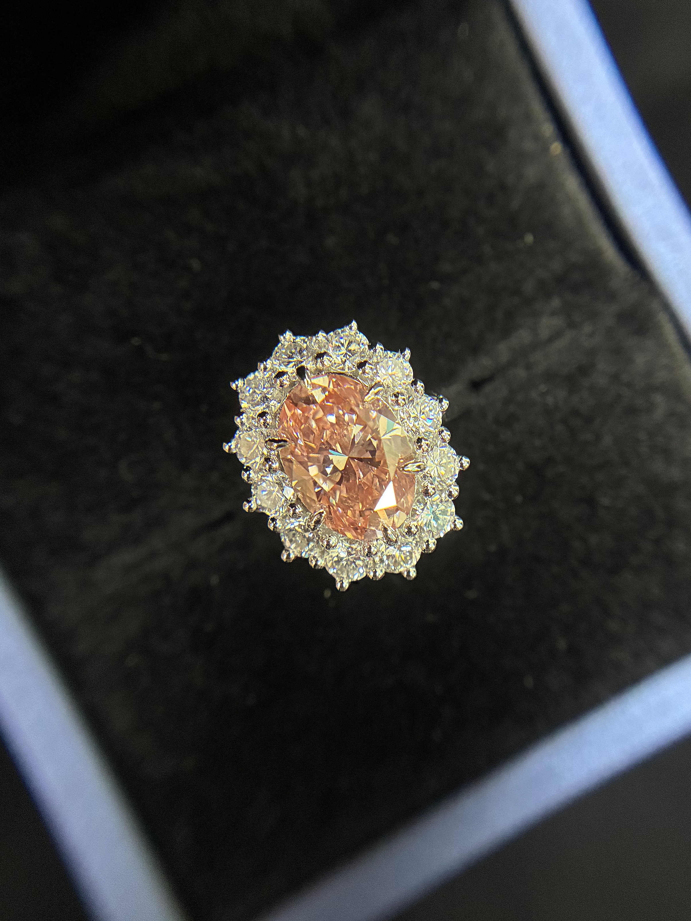 Lab-Grown  Pink Diamond Oval Ring