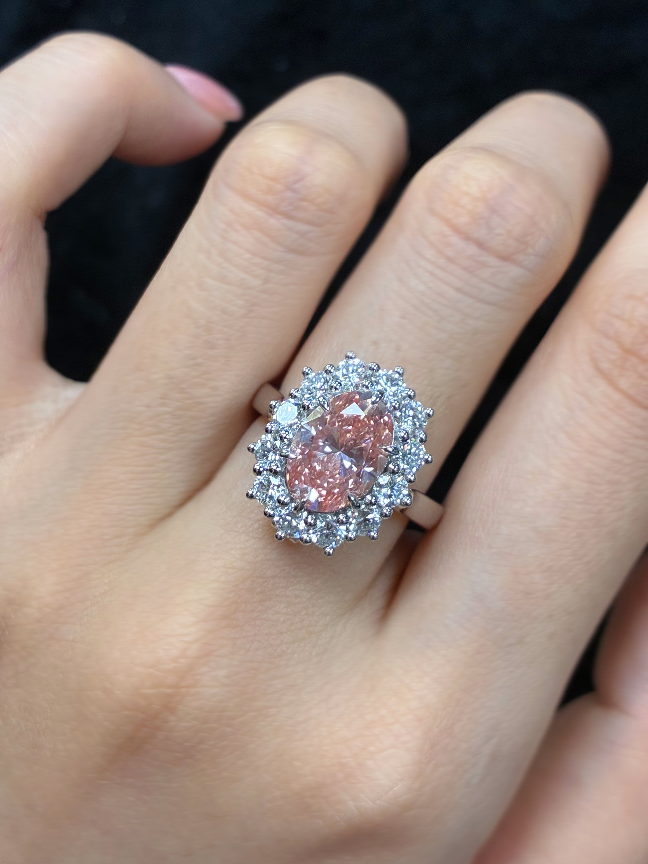Lab-Grown  Pink Diamond Oval Ring