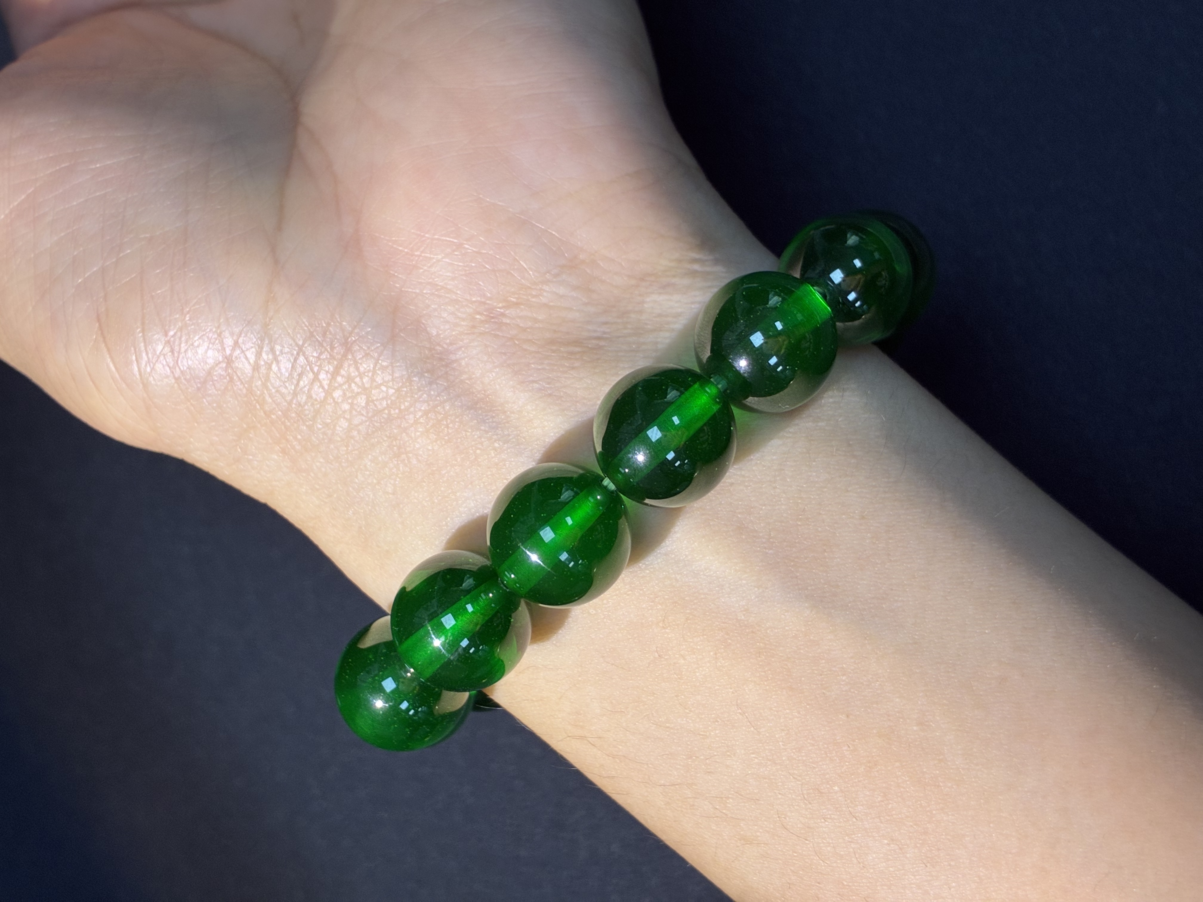 Lab‑Grown YAG Green Beaded Bracelet