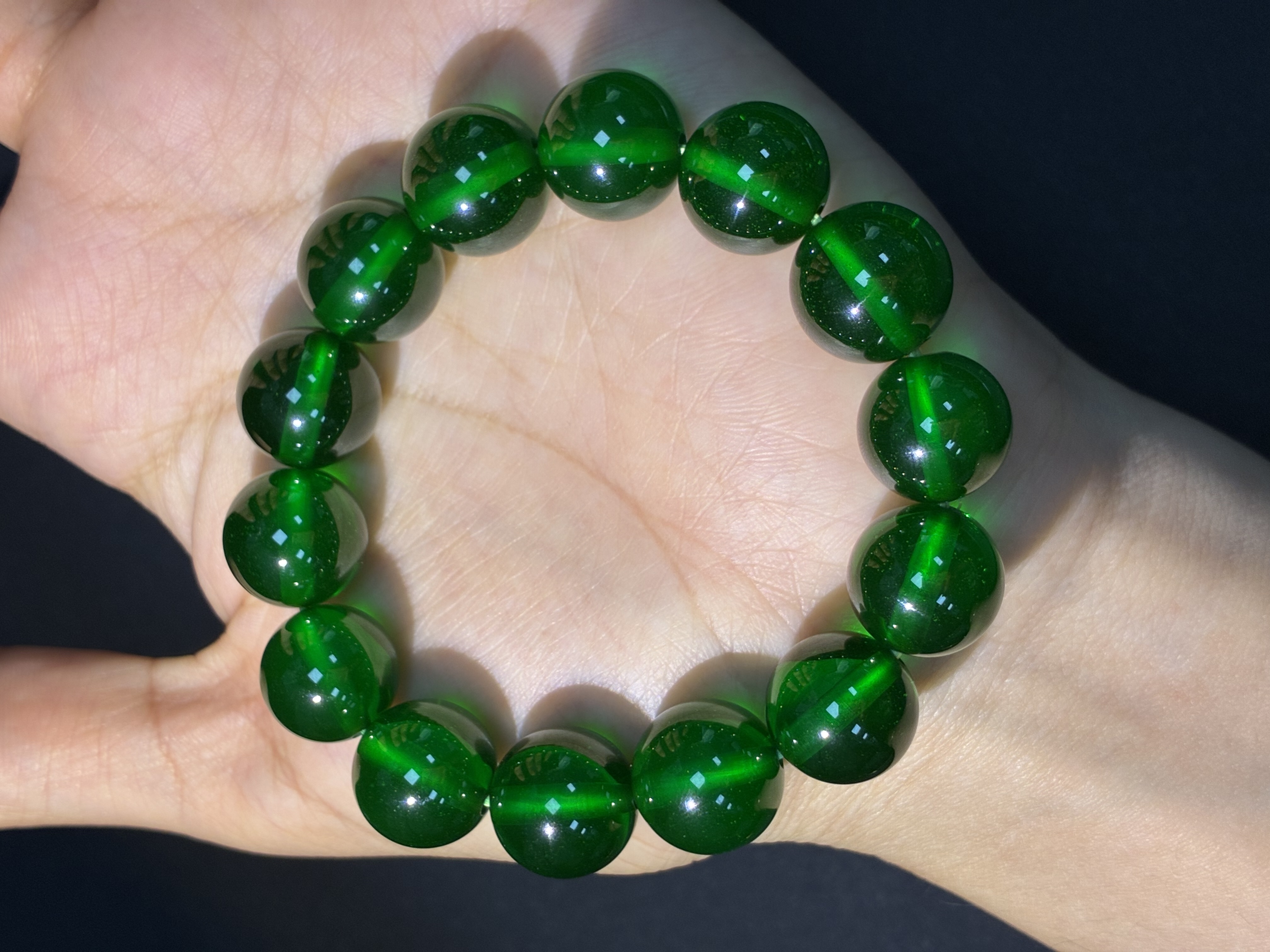 Lab‑Grown YAG Green Beaded Bracelet