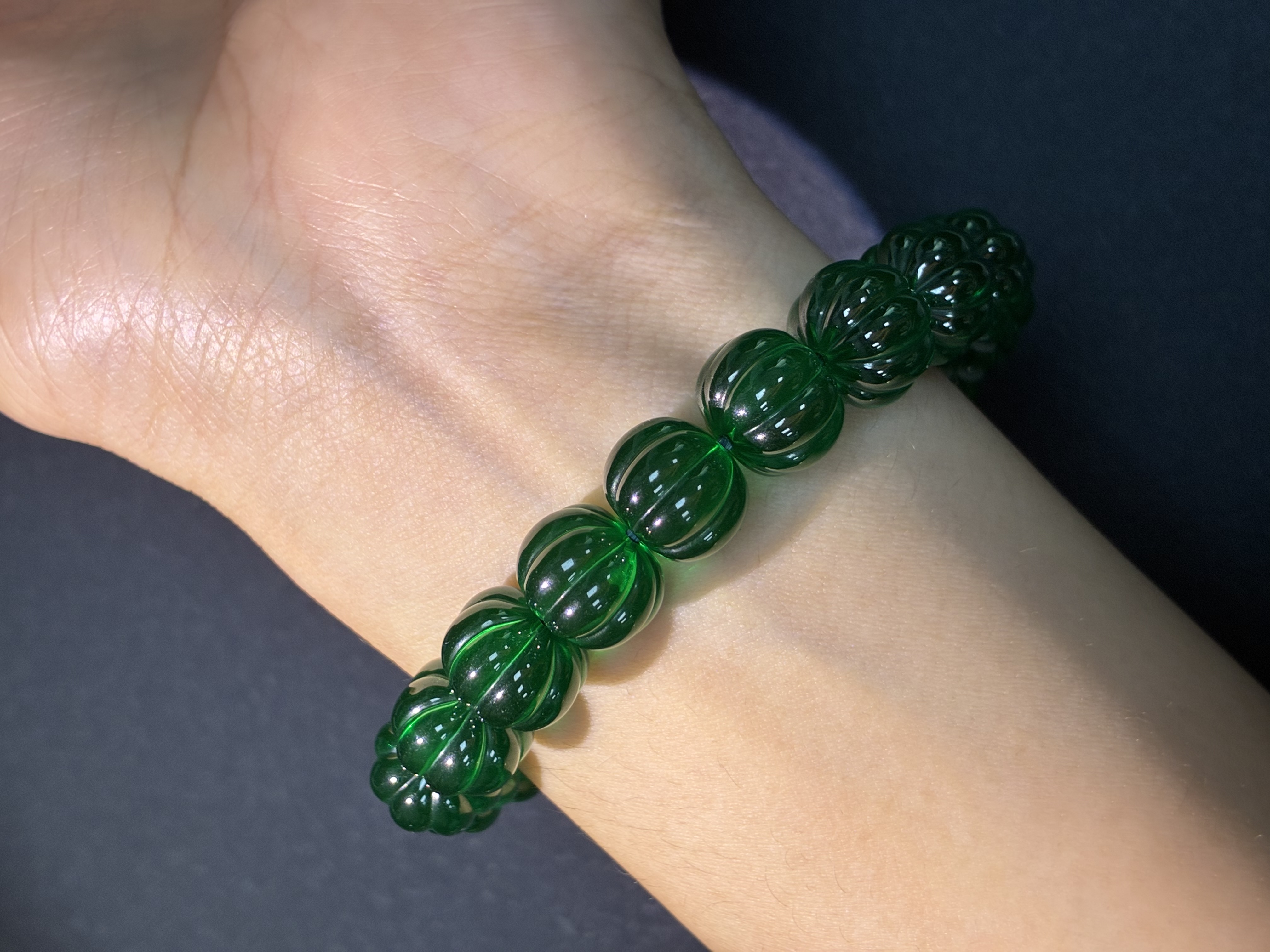 Lab‑Grown YAG Green Beaded Bracelet