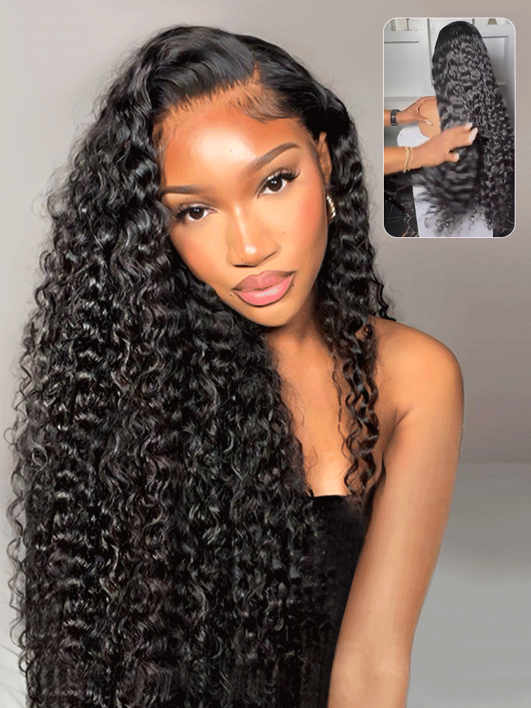 Kinsley Bleached Knots Glueless Deep Wave 13x6 Lace Front Human Hair Wigs With Drawstring Pre Plucked