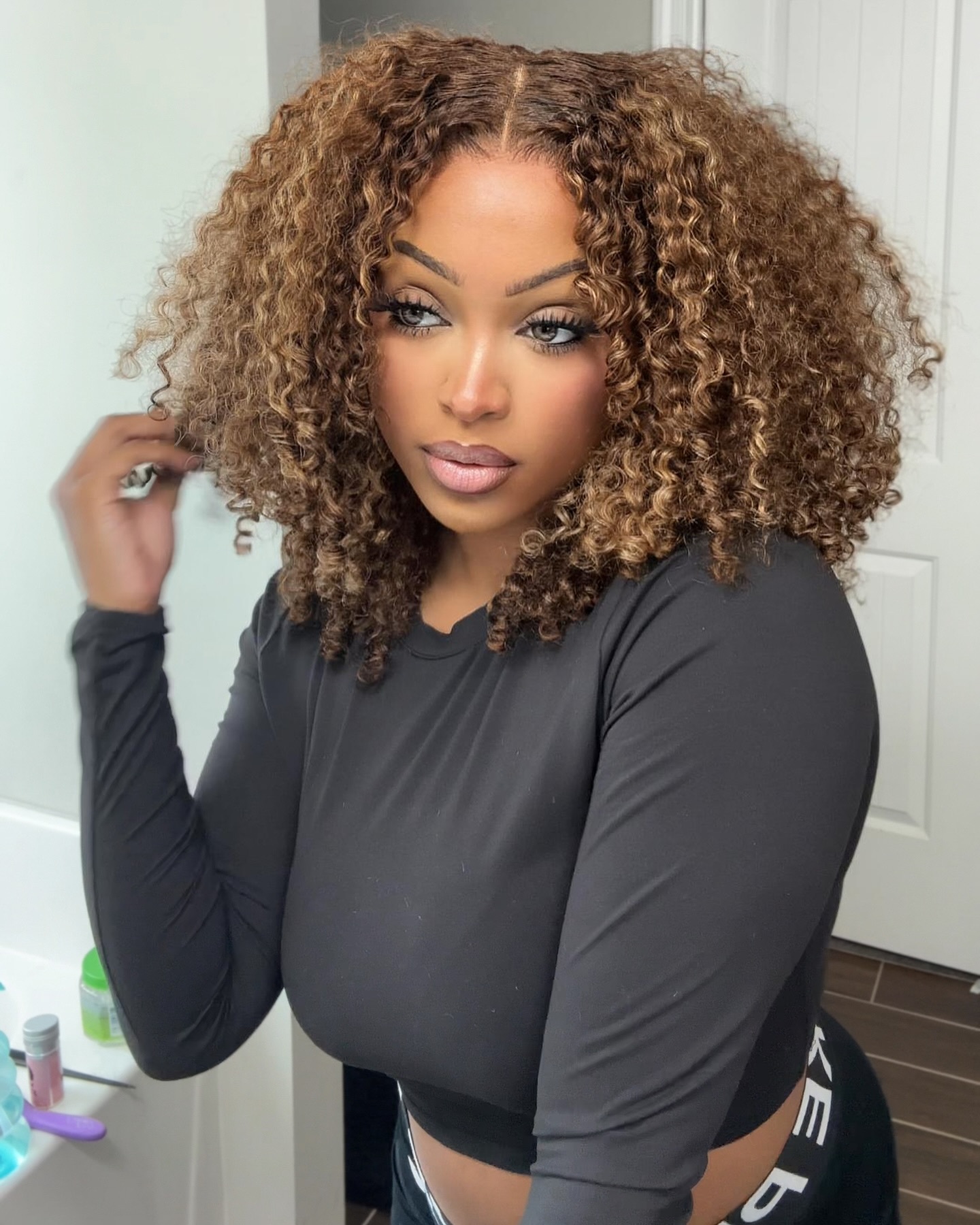 Claire Highlight 4/27 Honey Blonde Burmese Curly Wig Bleached Knots Glueless Wigs 13x4 13x6 Lace Front Human Hair Wigs Pre Plucked