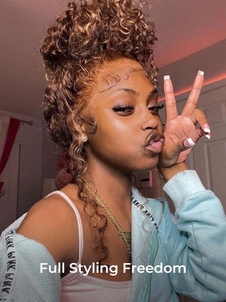 Blaire P4/27 Highlight Water Wave 360 Full Lace Frontal Wigs Pre Plucked Bleached Knots with Drawstring Glueless Wigs