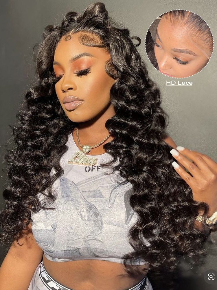 Elise 13x6 HD Lace Frontal Wigs Bleached Knots Loose Deep Wave Glueless Human Hair Wigs Pre Plucked