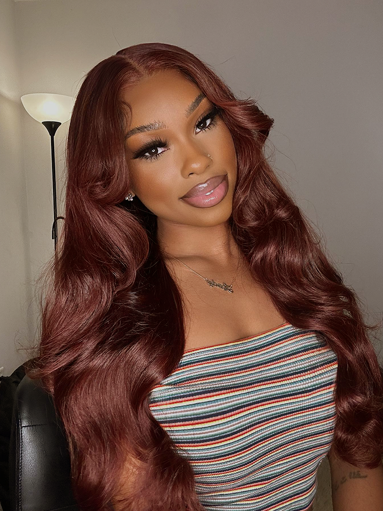 Bella Reddish Brown Body Wave Wig 13x4 Lace Front Human Hair Wigs