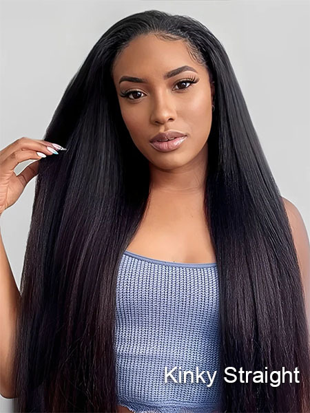 Zaria 3 IN 1 Kinky Straight Half Wig Glueless Wig Beginner Friendly with Draw-strings Yaki Straight Flip Over Wigs