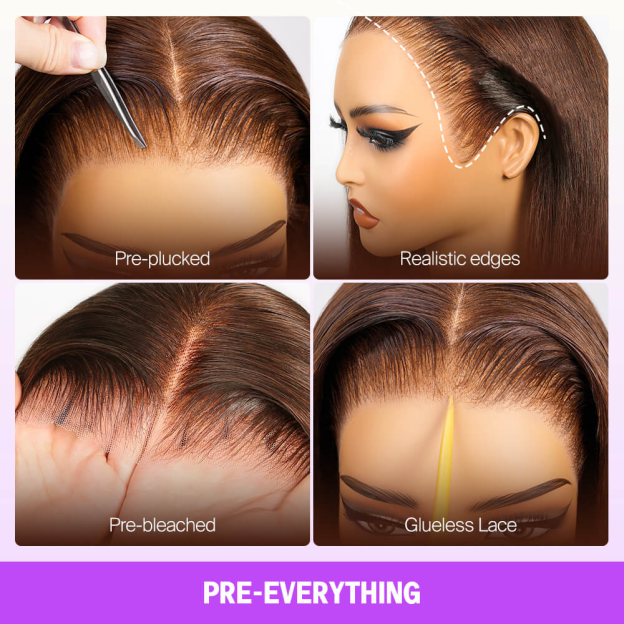 Vera Chocolate Brown Bleached Knots Glueless 13x6 Body Wave Straight Lace Front Human Hair Wigs Pre Plucked with Drawstring