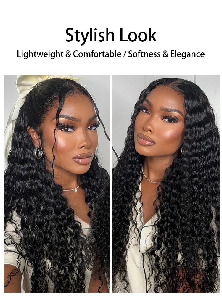 Ava Deep Wave 13x6 Lace front Wig Human Hair Glueless Wigs