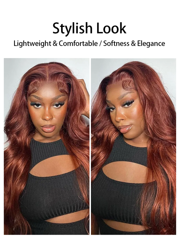 Bella Reddish Brown Body Wave Wig 13x4 Lace Front Human Hair Wigs