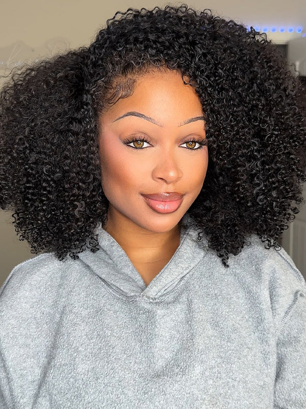 Renee 3 IN 1 Afro Kinky Curly Half Wig Glueless Wig Beginner Friendly with Draw-strings Flip Over Wigs