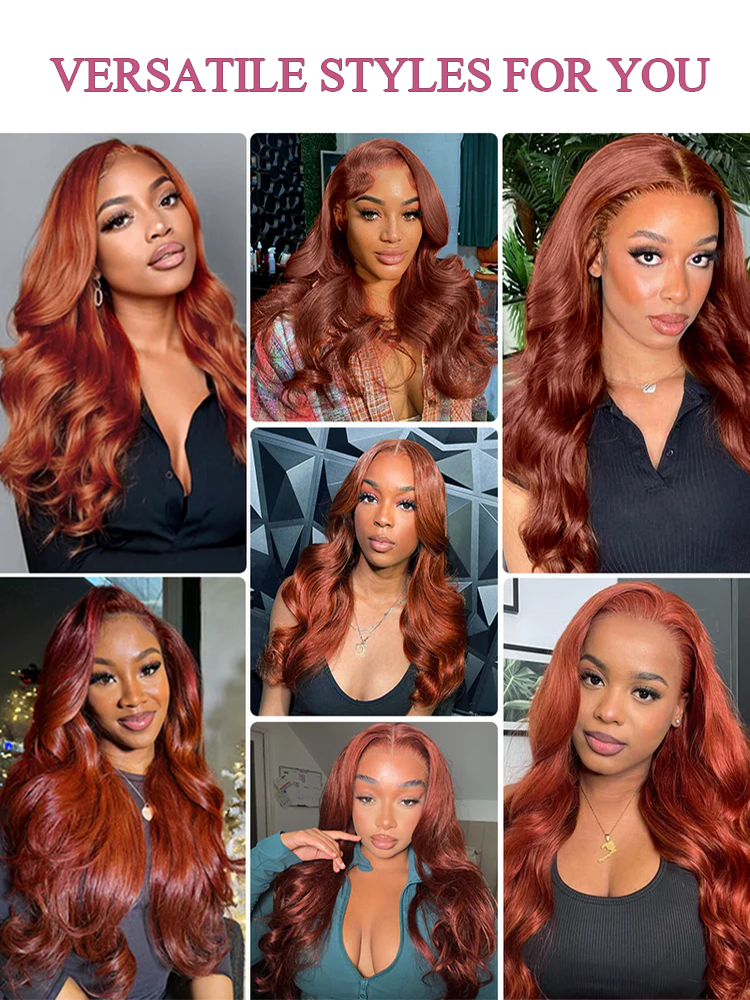Bella Reddish Brown Body Wave Wig 13x4 Lace Front Human Hair Wigs