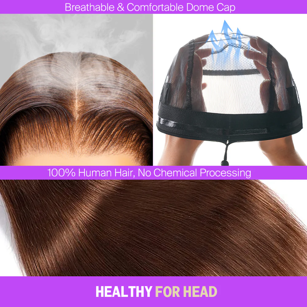 Vera Chocolate Brown Bleached Knots Glueless 13x6 Body Wave Straight Lace Front Human Hair Wigs Pre Plucked with Drawstring