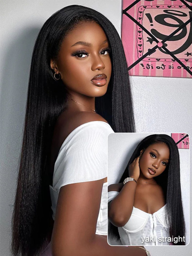 Zaria 3 IN 1 Kinky Straight Half Wig Glueless Wig Beginner Friendly with Draw-strings Yaki Straight Flip Over Wigs