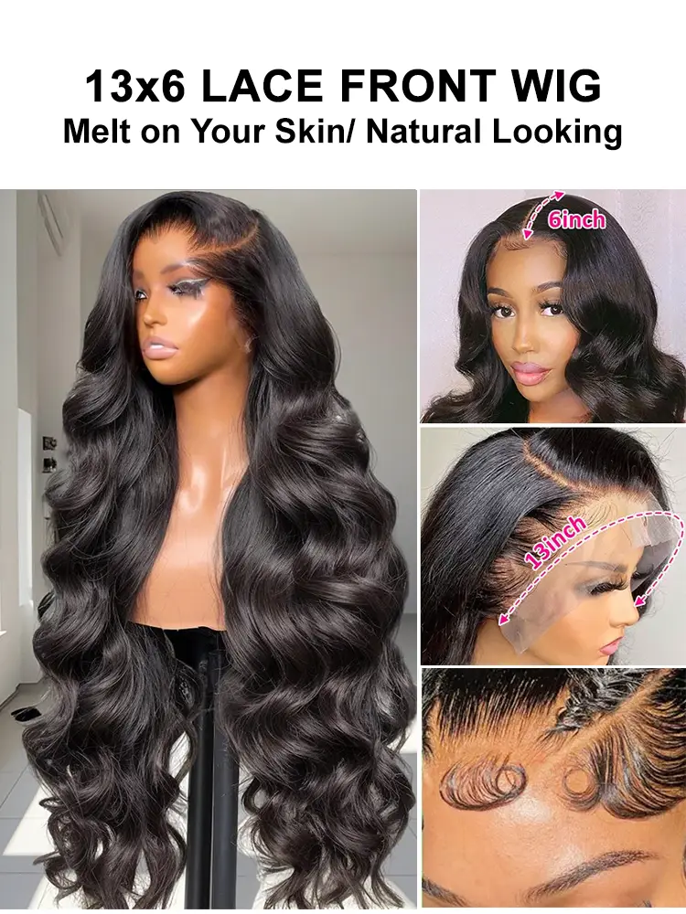 Serena 13x6 Straight Lace front Wig Body Wave Lace Front Wigs Human Hair Glueless Transparent Lace Wigs Pre Plucked Natural Hairline