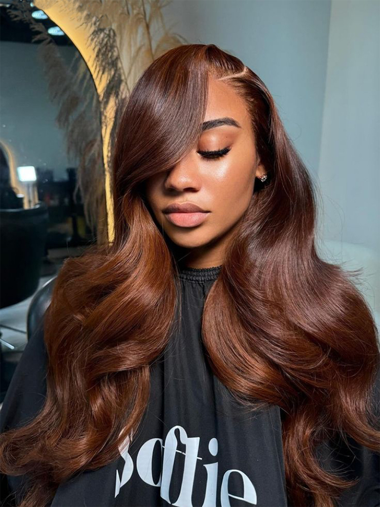 Brunette #4 Brown 13x4 Lace Front Body Wave Human Hair Wigsr