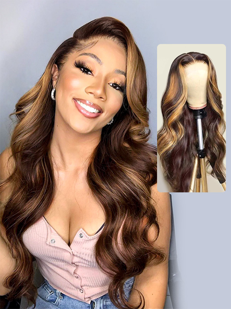 Eve Body Wave Wig Glueless Colored Human Hair Wigs 427 Highlight 13x4 Lace Front Wigs