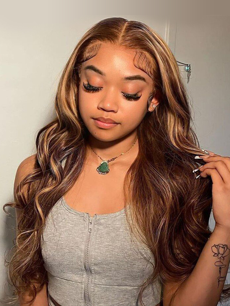 Eve Body Wave Wig Glueless Colored Human Hair Wigs 427 Highlight 13x4 Lace Front Wigs