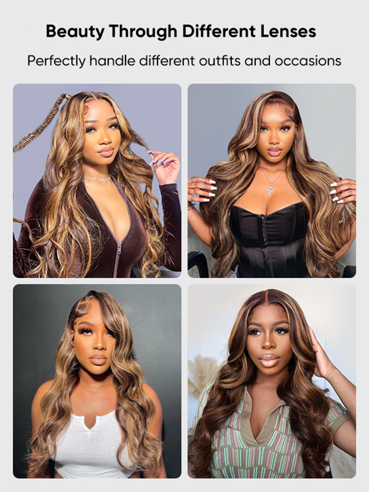 Eve Body Wave Wig Glueless Colored Human Hair Wigs 427 Highlight 13x4 Lace Front Wigs