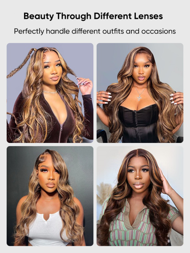 Eve Body Wave Wig Glueless Colored Human Hair Wigs 427 Highlight 13x4 Lace Front Wigs