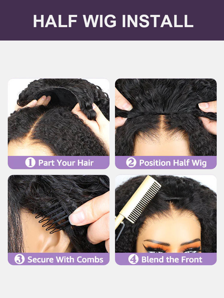 Zendaya 3 IN 1 P4/27 Hightlight Burmese Curly Half Wig Glueless Wig Beginner Friendly with Draw-strings Flip Over Wigs