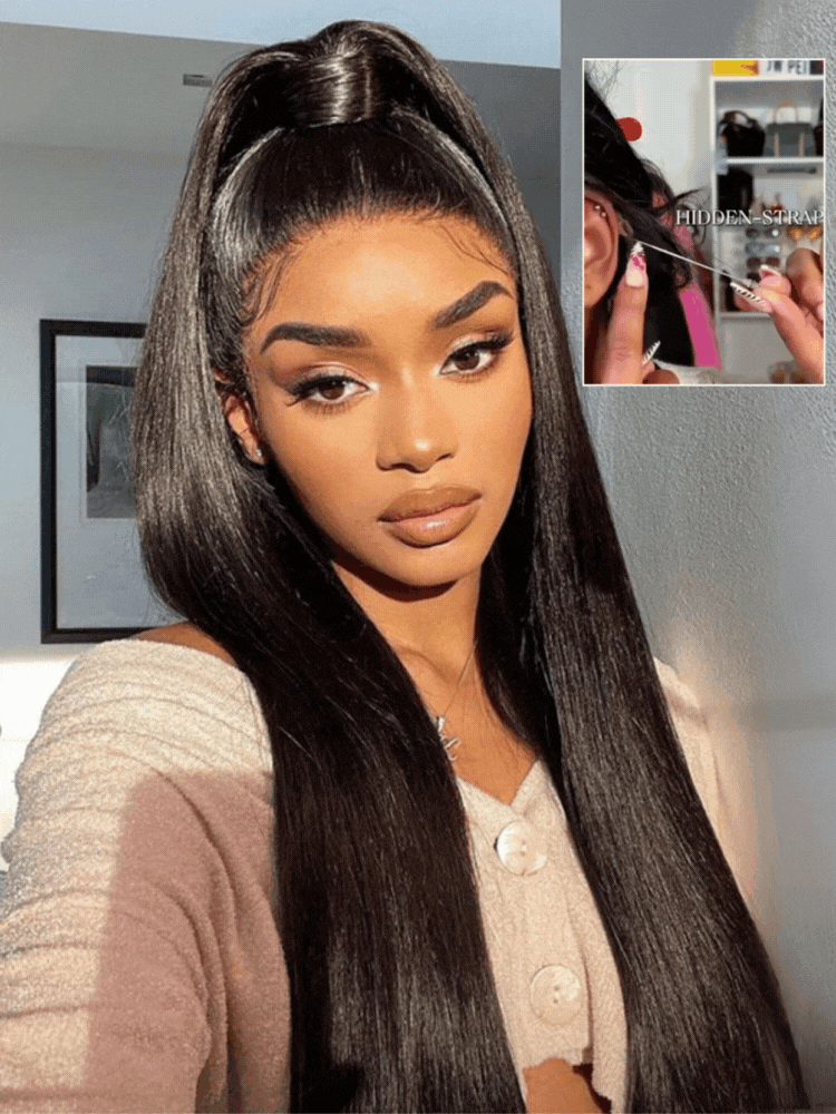Lila Straight 360 Full Lace Frontal Wigs Pre Plucked Bleached Knots with Drawstring Glueless Wigs
