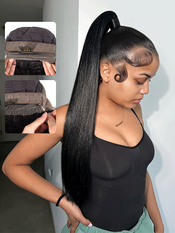 Lila Straight 360 Full Lace Frontal Wigs Pre Plucked Bleached Knots with Drawstring Glueless Wigs