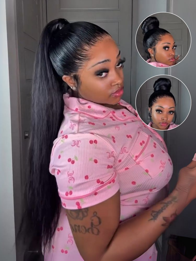 Lila Straight 360 Full Lace Frontal Wigs Pre Plucked Bleached Knots with Drawstring Glueless Wigs