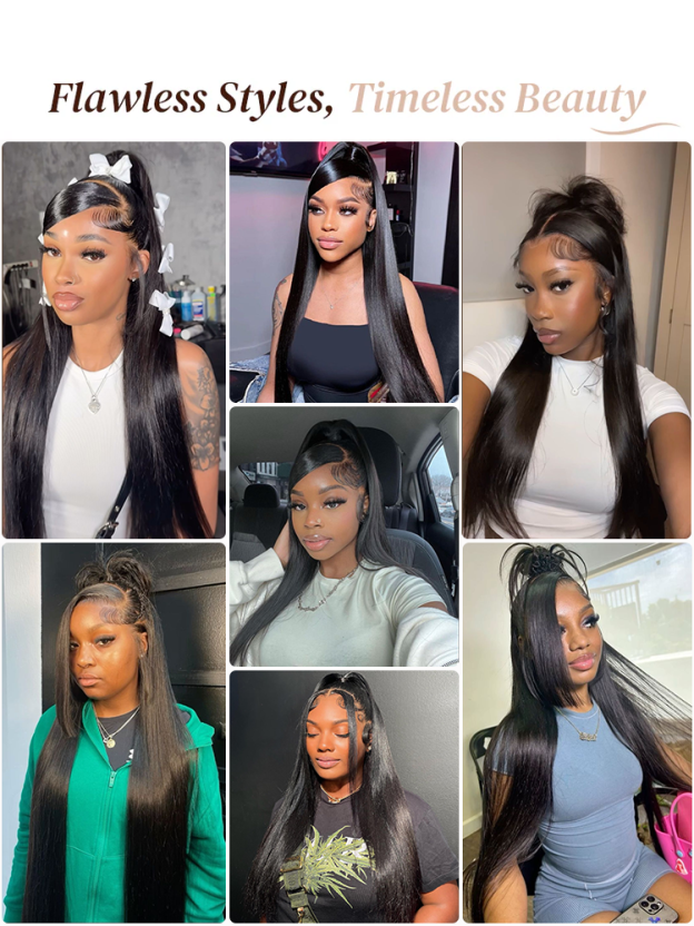 Lila Straight 360 Full Lace Frontal Wigs Pre Plucked Bleached Knots with Drawstring Glueless Wigs
